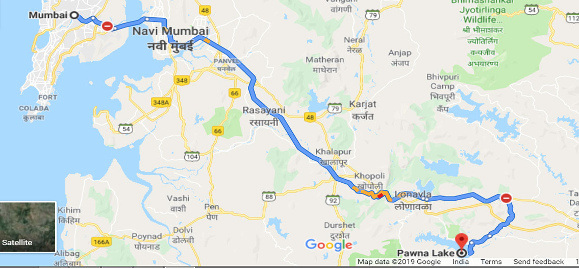 pawna lake camping map from Mumbai